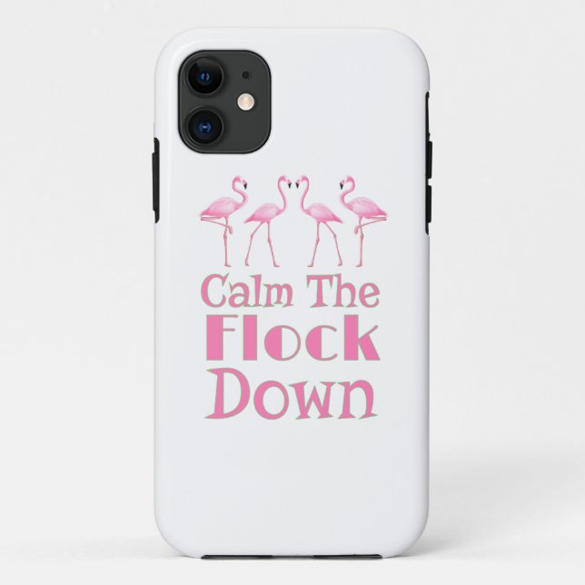 Beruhige dich auf dem Flock Funny Flamingo Case-Mate iPhone Hülle (Rückseite)