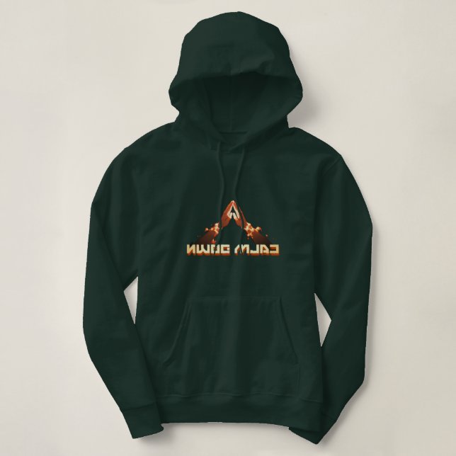 Beruhige dich! Spiegelbild-umgekehrte Typografie Hoodie (Design vorne)
