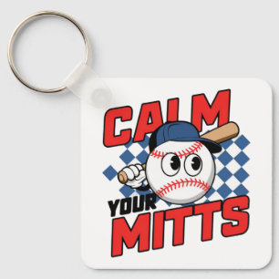 Beruhigen Sie Ihre Mitt Baseball-Cartoon-Design Schlüsselanhänger
