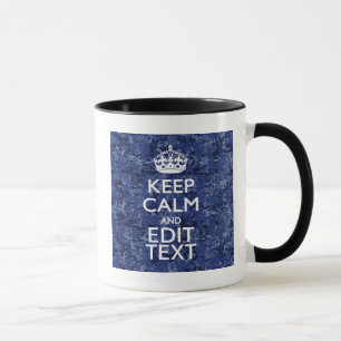 Beruhigen Sie Ihren Text auf Blue Digital Camoufla Tasse