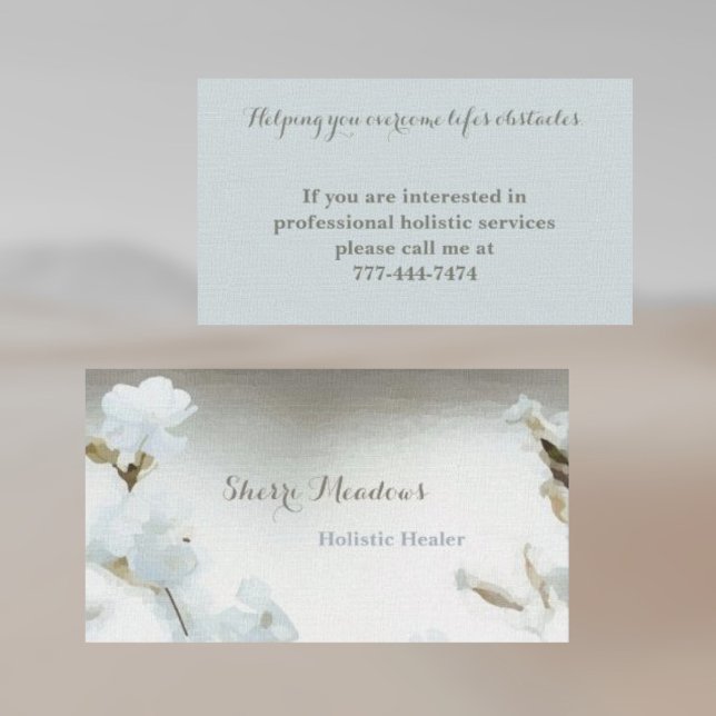 Beruhigende Baby Blue Watercolor Floral Business C Visitenkarte (Von Creator hochgeladen)