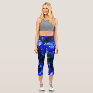 Beruhigende Blaue Perlen Capri Leggings
