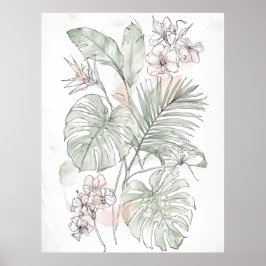 Beruhigende Floral- und Blattwandkunst – Geschenk  Poster