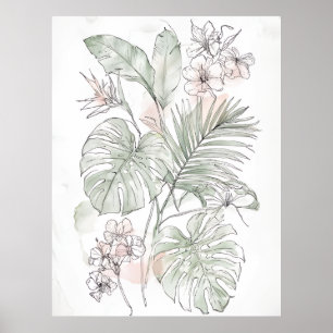 Beruhigende Floral- und Blattwandkunst – Geschenk Poster