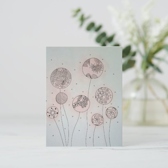 Beruhigende Gartensphären Mixed Media Postkarte (Stehend Vorderseite)