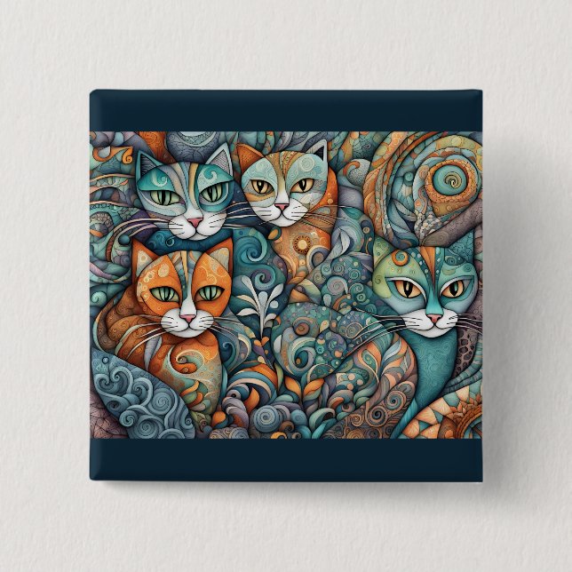 beruhigende Katzen 2 Knopf Button (Vorderseite)