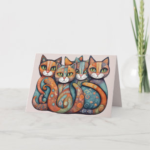 beruhigende Katzen 3 Grußkarte Karte