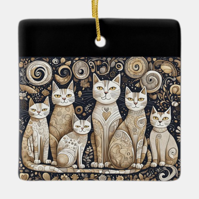 beruhigende Katzenschmuck Keramikornament (Vorderseite)