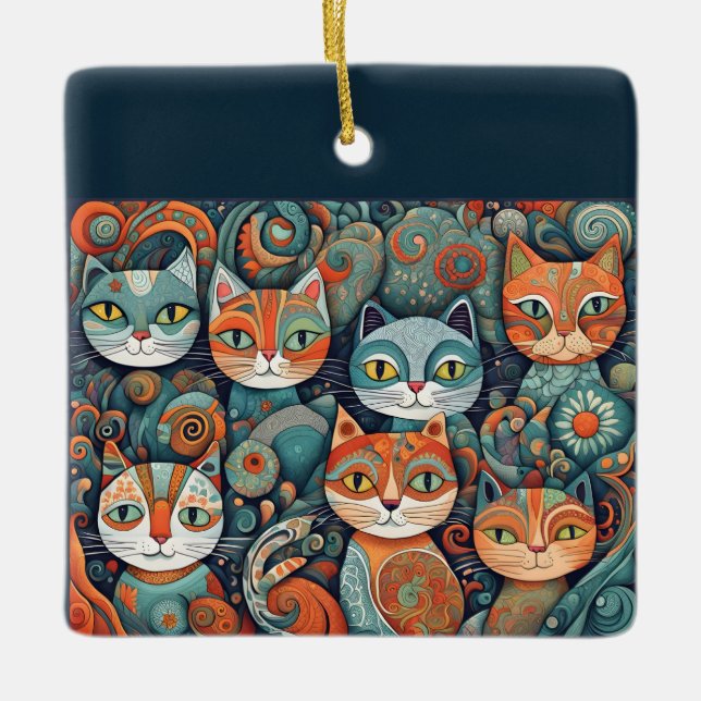 beruhigende Katzenschmuck Keramikornament (Vorderseite)
