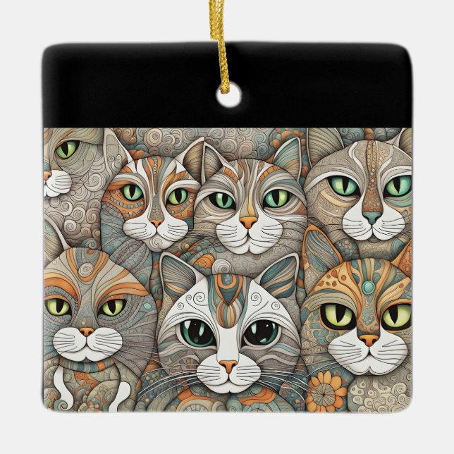 beruhigende Katzenschmuck Keramikornament (Vorderseite)