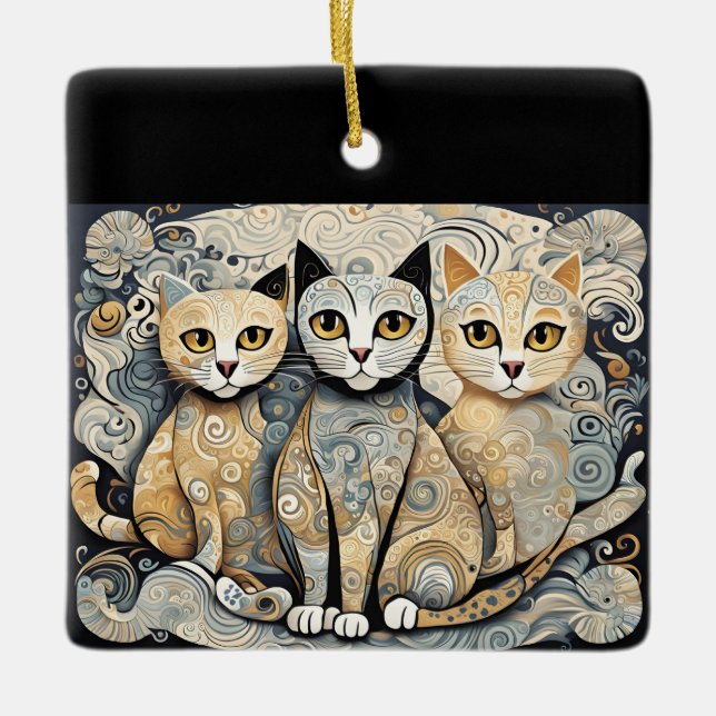 beruhigende Katzenschmuck Keramikornament (Vorderseite)