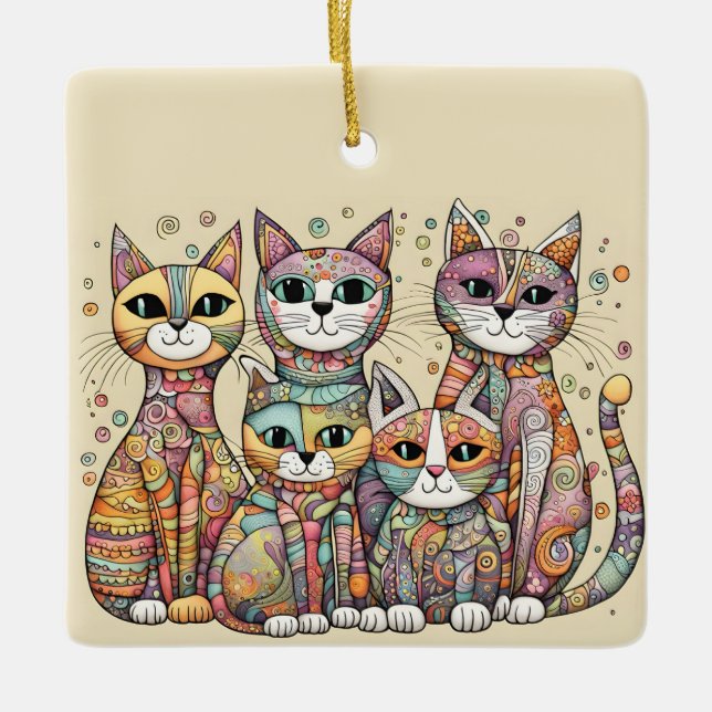 beruhigende Katzenschmuck Keramikornament (Vorderseite)