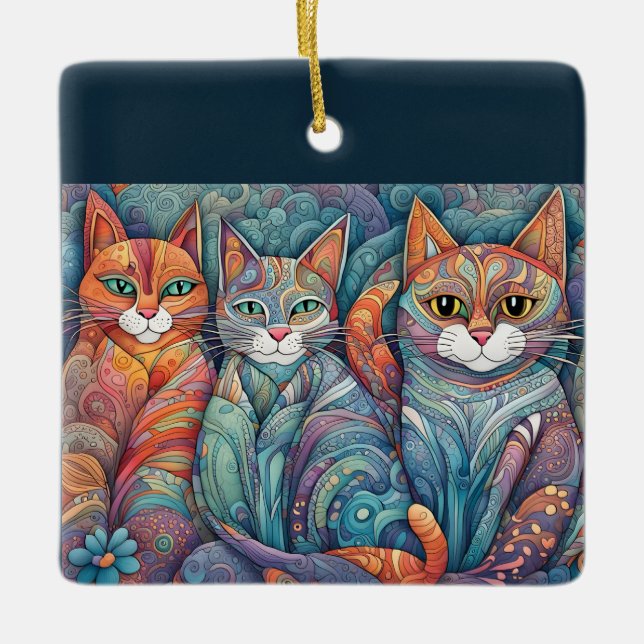 beruhigende Katzenschmuck Keramikornament (Vorderseite)