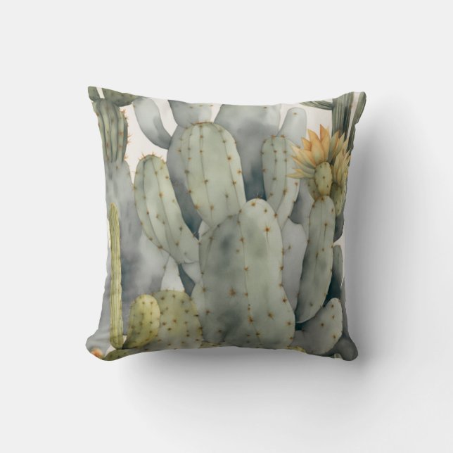 Beruhigende Pflanze Cactus Watercolor Decor Kissen (Vorderseite)