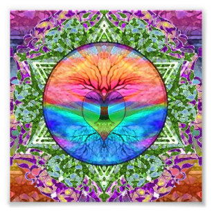 Beruhigender Baum in Regenbogenfarben Fotodruck