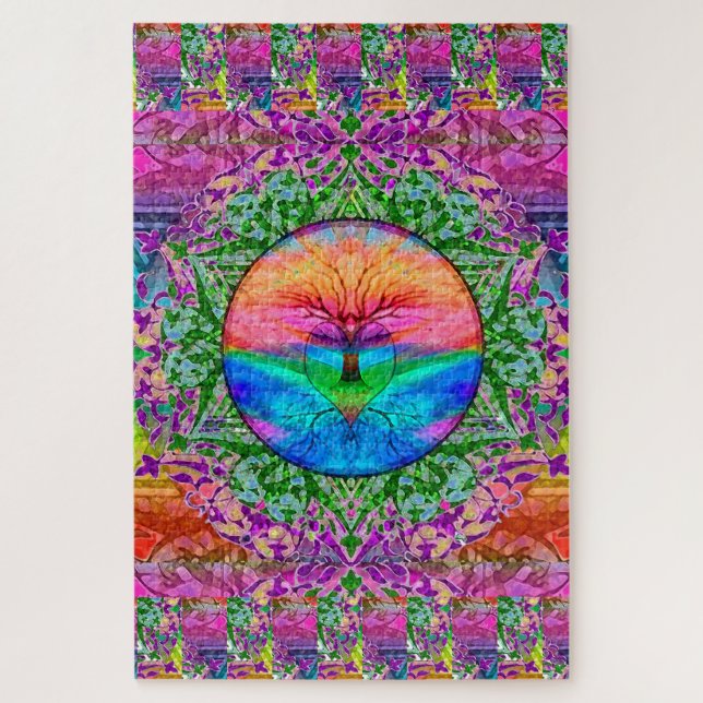 Beruhigender Baum in Regenbogenfarben Puzzle (Vertikal)