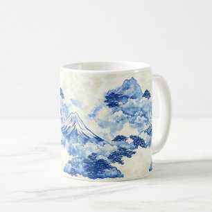 Beruhigender blauer Schneegipfel-Wolkenlandschaft Kaffeetasse