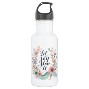 beruhigender farbenfroher Spruch über Freude und g Edelstahlflasche