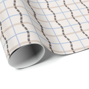 Beruhigendes geometrisches Mosaik - blaues Taupe Geschenkpapier