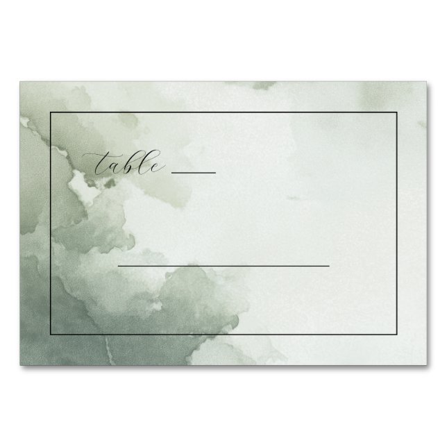 Beruhigendes Grün Aquarell Tischnummer (Vorderseite)