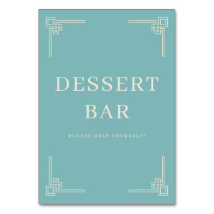 Beruhigendes Teal-Minimalist-Schild für Dessertbar Tischnummer
