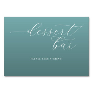 Beruhigendes Türkis Kursiv Dessertbar Schild Tischnummer