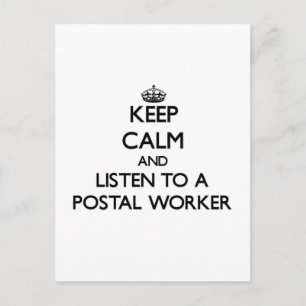 Beruhigung und Zuhören eines Postarbeiters behalte Postkarte
