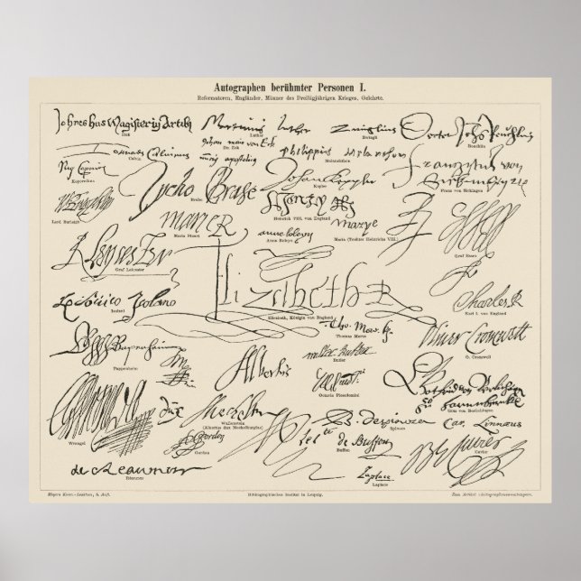 Berühmte Autographen Poster (Vorne)