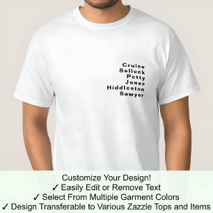 Berühmte Bedeutende Anpassbare Editierbare Nachnam T-Shirt