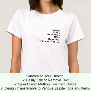 Berühmte Bedeutende Anpassbare Editierbare Nachnam T-Shirt