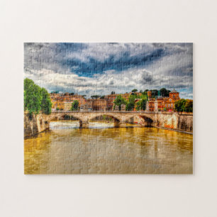 Berühmte Brücken am Tiber Rom. Puzzle