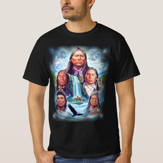 Berühmte Indianerchiefs Mens Black T-Shirt (Vorderseite)