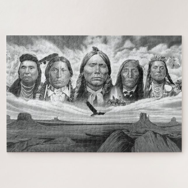 Berühmte indische Chiefs Indianer Horizontal Puzzle (Horizontal)