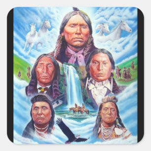 Berühmte indische Häuptlinge der Indianer Quadratischer Aufkleber