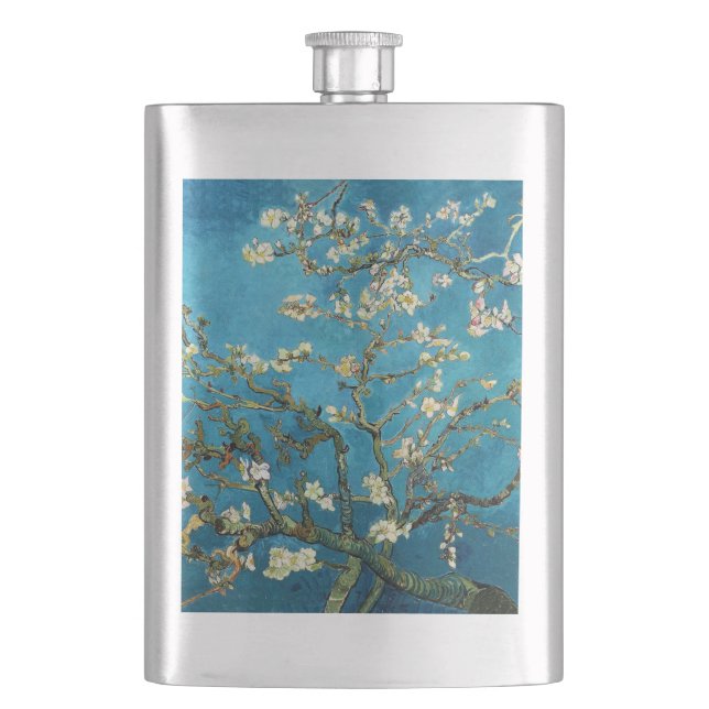 Berühmte Kunst, blühender Almond Tree von Van Gogh Flachmann (Vorderseite)