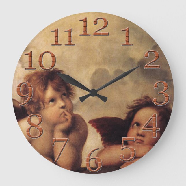 Berühmte Kunst, Raphael, Sixine Cherub Große Wanduhr (Vorderseite)
