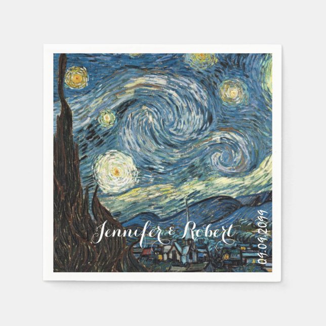 Berühmte Kunst - Starry Night von Vincent van Gogh Serviette (Vorderseite)