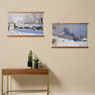 Berühmte Monet-Winterlandschaft Wandteppich Mit Holzrahmen