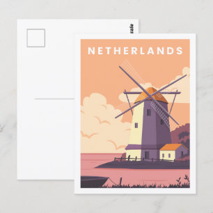 Berühmte niederländische Reiseort-Illustration Postkarte