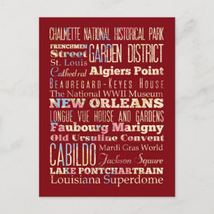 Berühmte Orte New Orleans, Louisiana. Postkarte