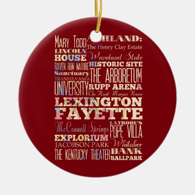 Berühmte Orte von Lexington Fayette, Kentucky Keramik Ornament (Vorne)