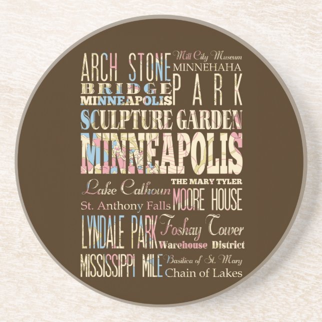 Berühmte Orte von Minneapolis, Minnesota Untersetzer (Vorne)