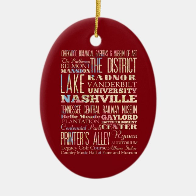 Berühmte Orte von Nashville, Tennessee Keramik Ornament (Vorne)