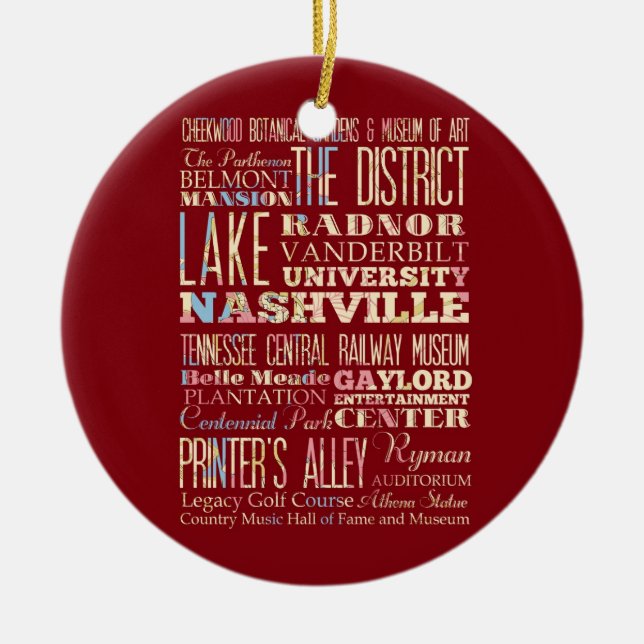 Berühmte Orte von Nashville, Tennessee Keramikornament (Vorne)