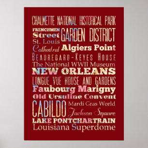 Berühmte Orte von New Orleans, Louisiana Poster