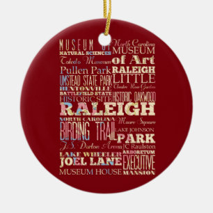 Berühmte Orte von Raleigh, North Carolina. Keramikornament