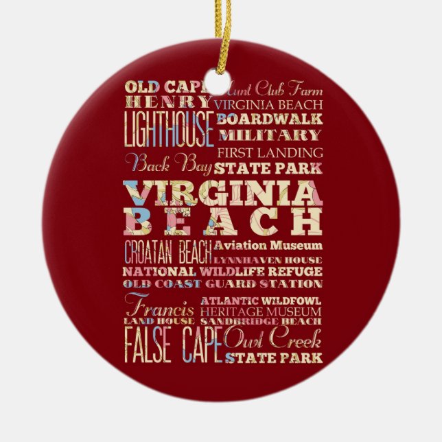 Berühmte Orte von Virginia Beach, Virginia Keramikornament (Vorne)