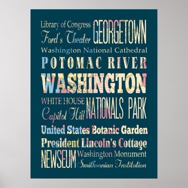 Berühmte Orte von Washington, District of Colombia Poster (Vorne)