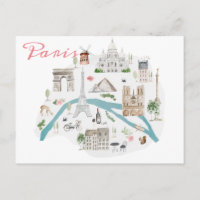 Berühmte Pariser Sehenswürdigkeiten Postkarte