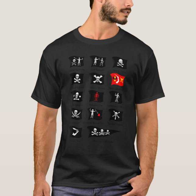 Berühmte Pirates Flags Skull und Crossbones T-Shirt (Vorderseite)